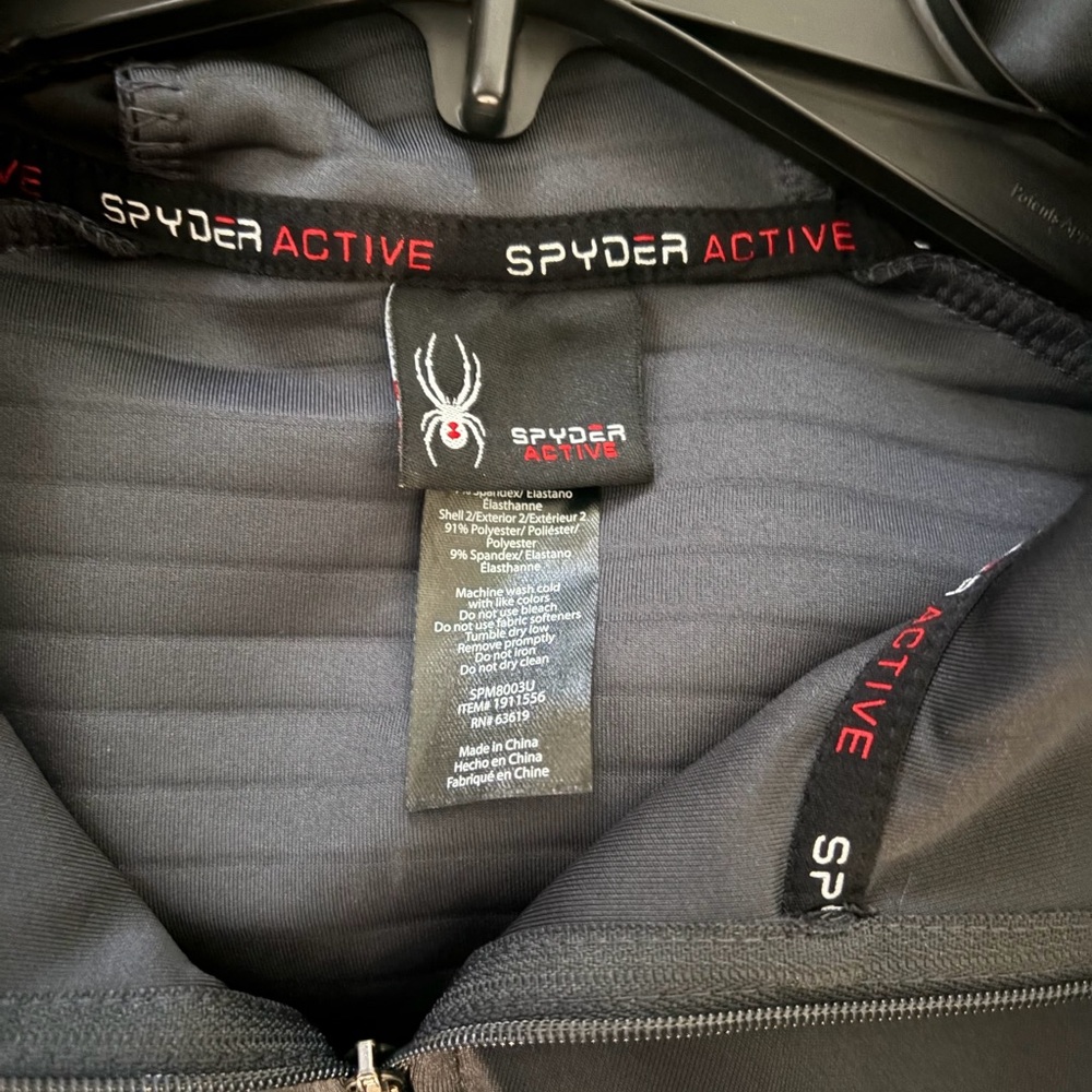 Spyder Active Men's Long Sleeve Stretch Full Zip Hoodie Jacket Black Size L New - Picture 9 of 13